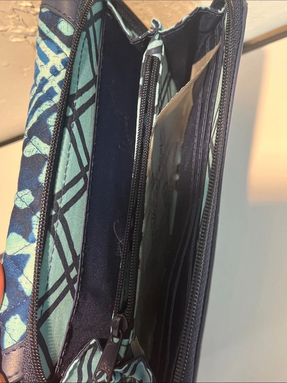 Vera Bradley Blue Patterned Wristlet Clutch with Teal Accents